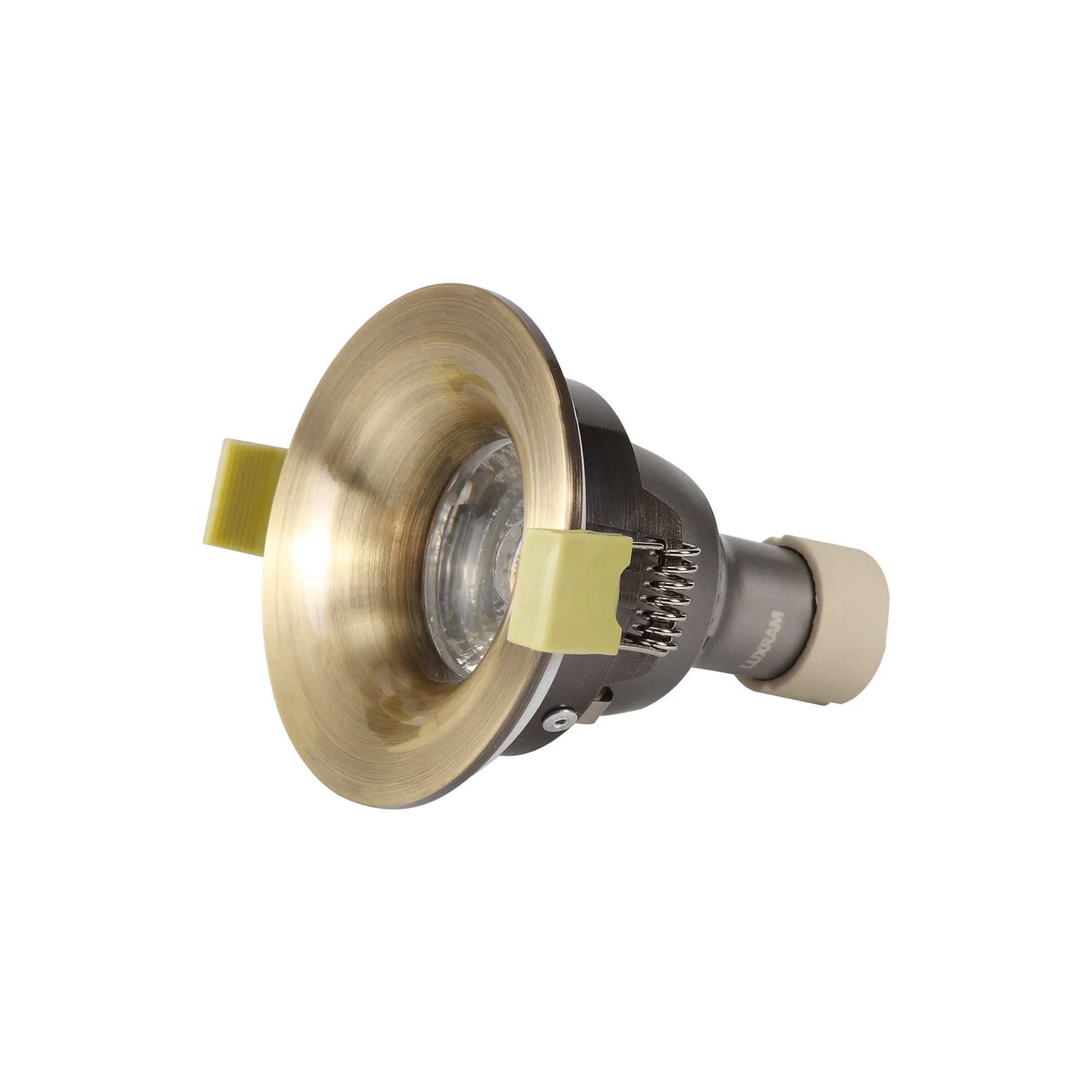 Bruve GU10 Recessed Round Antique Brass IP65 Downlighter, Cut-Out 68mm DX200404  Dlux Bruve IP65